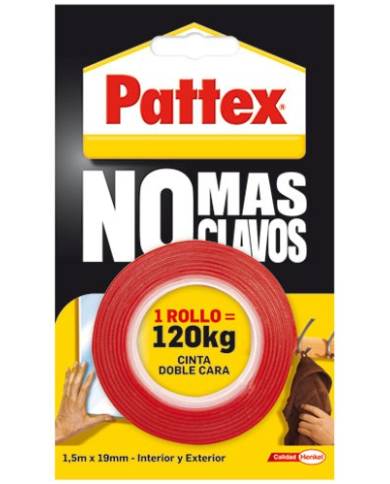 Pattex No Más Clavos Cinta, cinta de doble cara extrafuerte, 19 mm