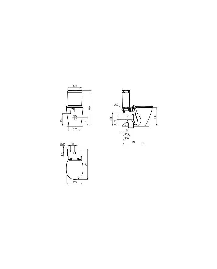 Inodoro Completo a Pared Tanque Bajo Connect AquaBlade Ideal Standard  E234601 - Brikum